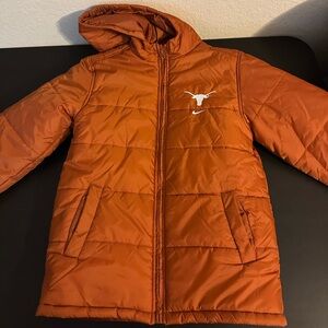 Boy’s Nike Large UT Longhorn Burnt Orange Puffer Jacket with Pockets and Hoodie